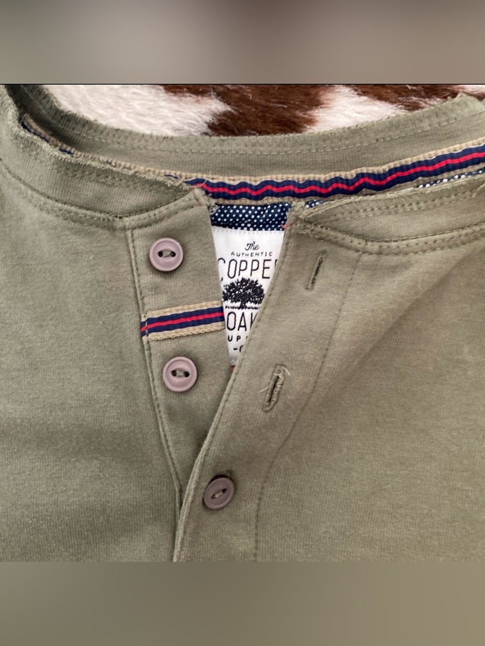 Mens Olive Colored Henley 1/4 button Size XL Heavyweight Material